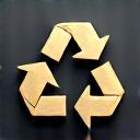 Graphic icon of a recycling symbol with arrows forming a circle, representing waste reduction.